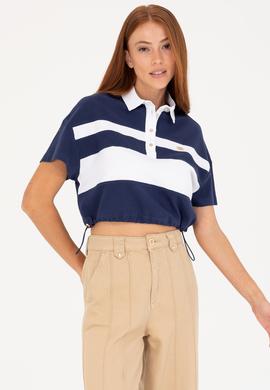 Kadın Lacivert Polo Yaka Tişört - 50265258002