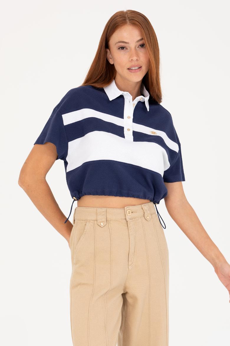 Kadın Lacivert Polo Yaka Tişört - 50265258002