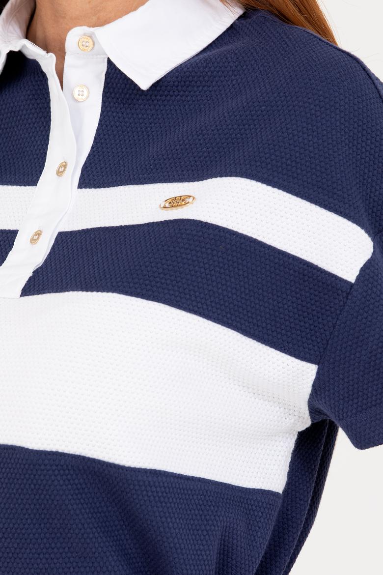 Kadın Lacivert Polo Yaka Tişört - 50265258002