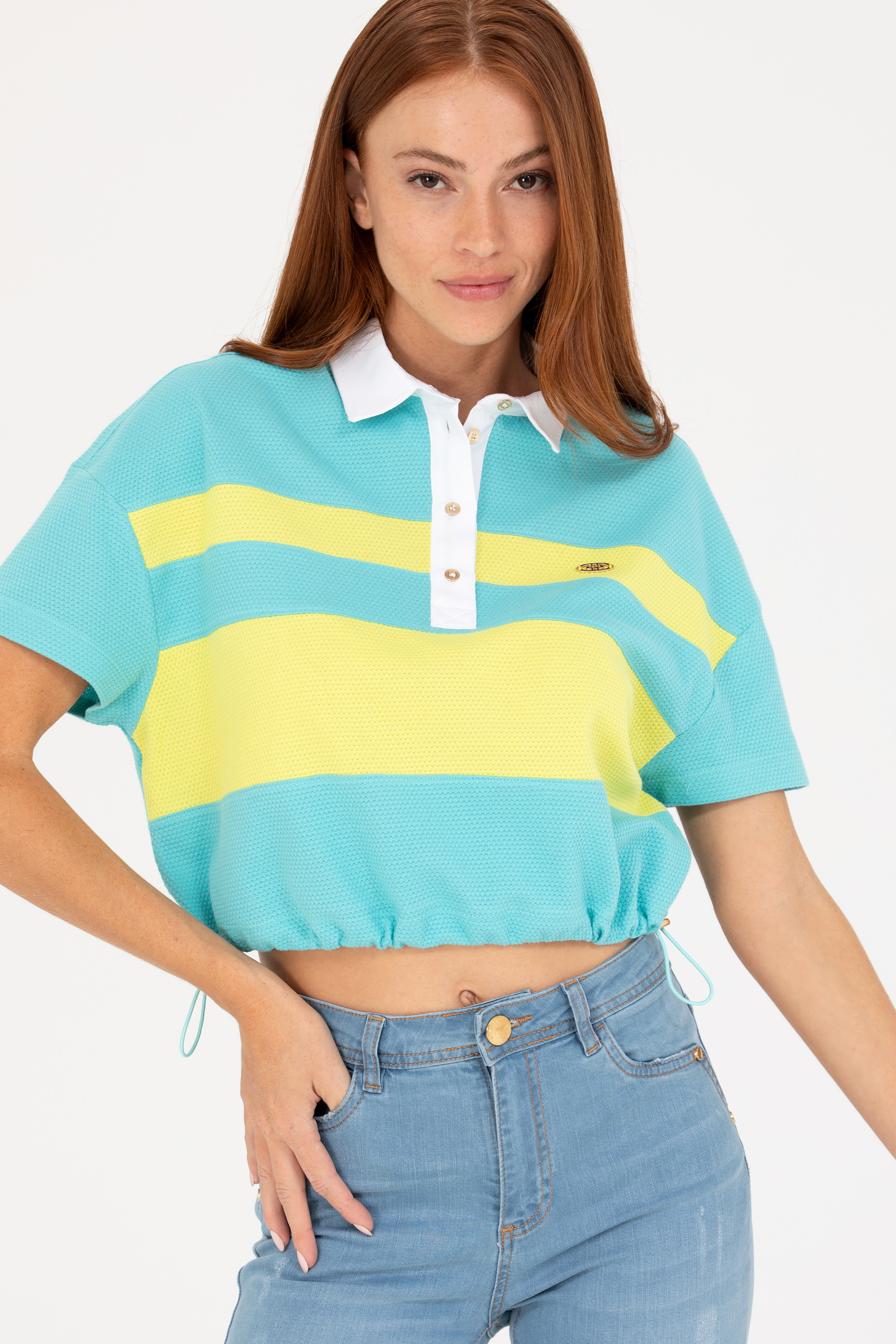 Kadın Mint Polo Yaka Tişört