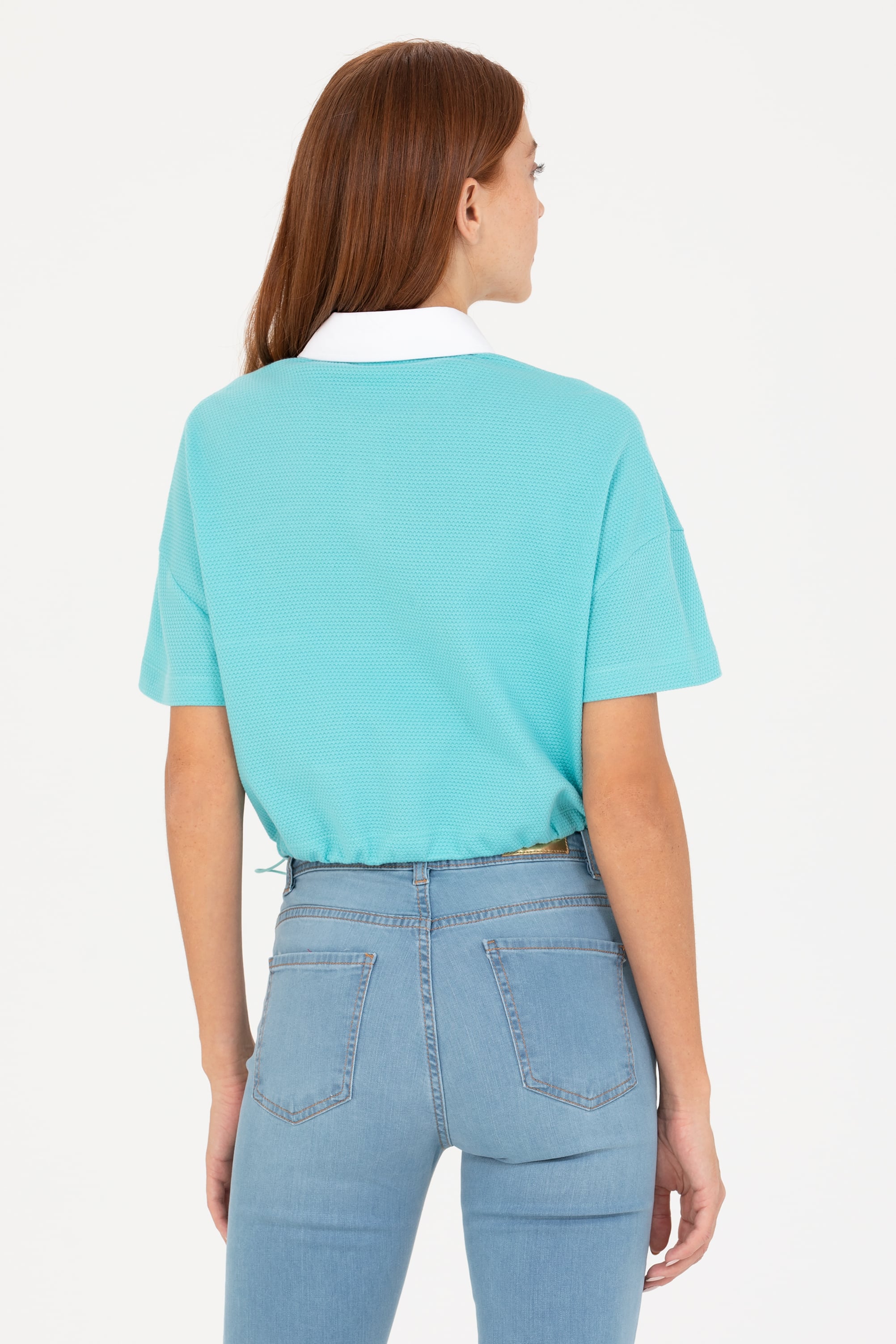 Kadın Mint Polo Yaka Tişört