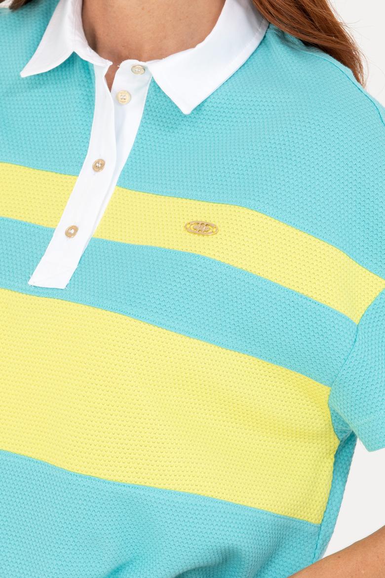 Kadın Mint Polo Yaka Tişört - 50265258018