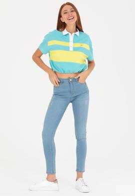 Kadın Mint Polo Yaka Tişört - 50265258018