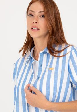 Kadın Saks Uzun Kollu Gömlek - 50264441003