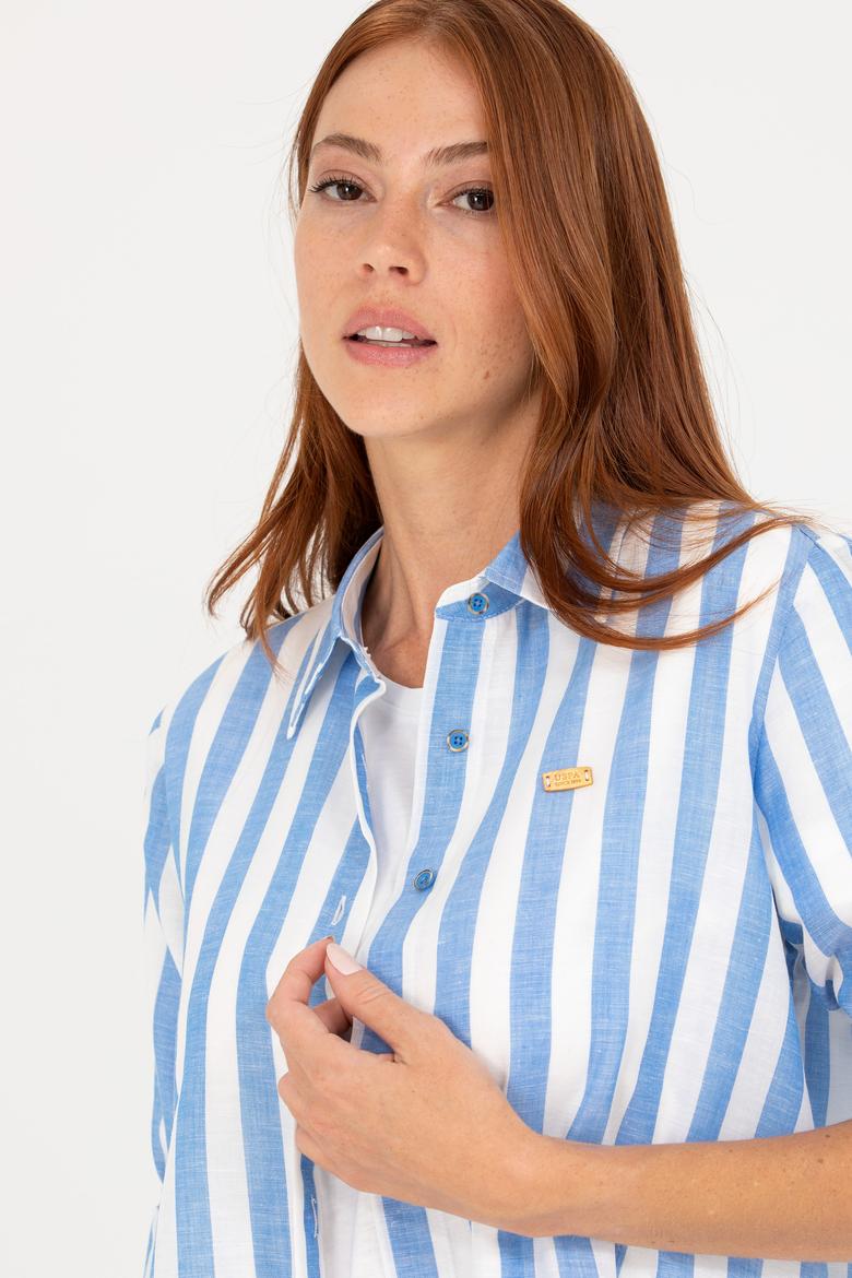 Kadın Saks Uzun Kollu Gömlek - 50264441003