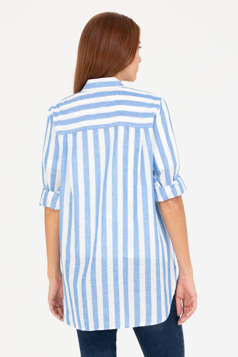 Kadın Saks Uzun Kollu Gömlek - 50264441003