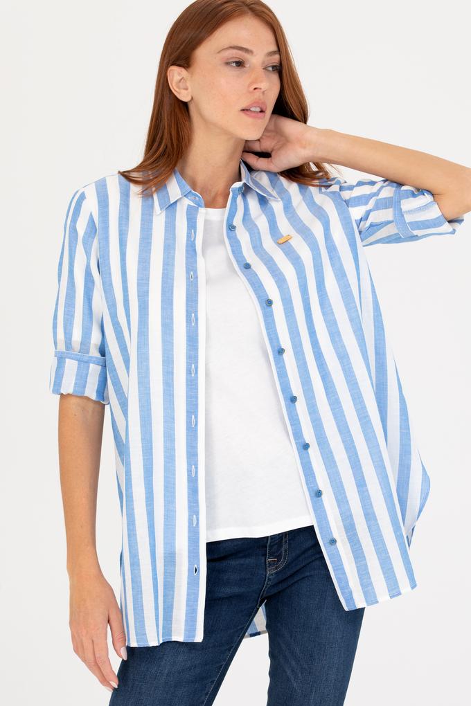 Kadın Saks Uzun Kollu Gömlek