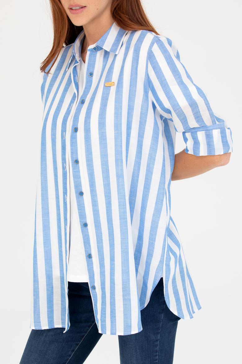 Kadın Saks Uzun Kollu Gömlek - 50264441003