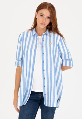 Kadın Saks Uzun Kollu Gömlek - 50264441003