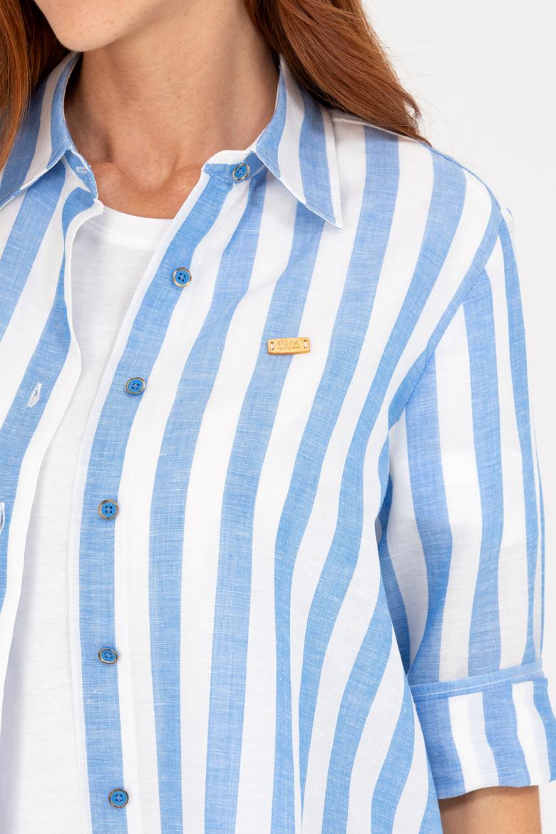 Kadın Saks Uzun Kollu Gömlek - 50264441003