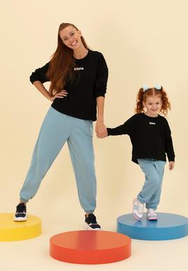 Kadın Siyah Bisiklet Yaka Basic Sweatshirt - 50261236038