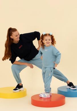 Çocuk Mavi Basic Bisiklet Yaka Sweatshirt - 50260923084