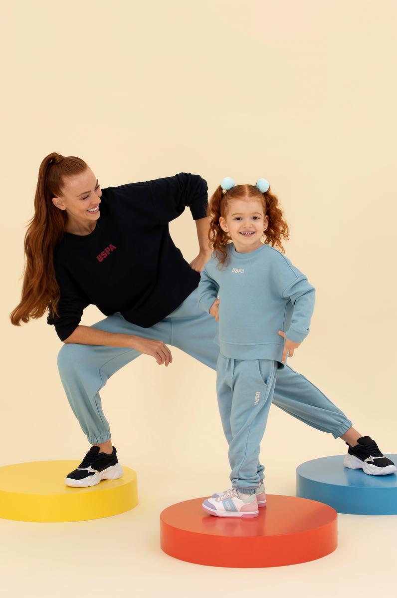 Çocuk Mavi Basic Bisiklet Yaka Sweatshirt