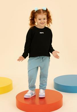 Çocuk Siyah Basic Bisiklet Yaka Sweatshirt - 50260923039