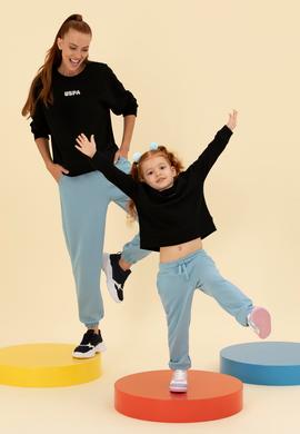 Çocuk Siyah Basic Bisiklet Yaka Sweatshirt - 50260923039