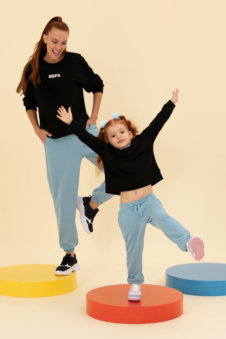 Çocuk Siyah Basic Bisiklet Yaka Sweatshirt - 50260923039