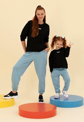 Çocuk Siyah Basic Bisiklet Yaka Sweatshirt - 50260923039