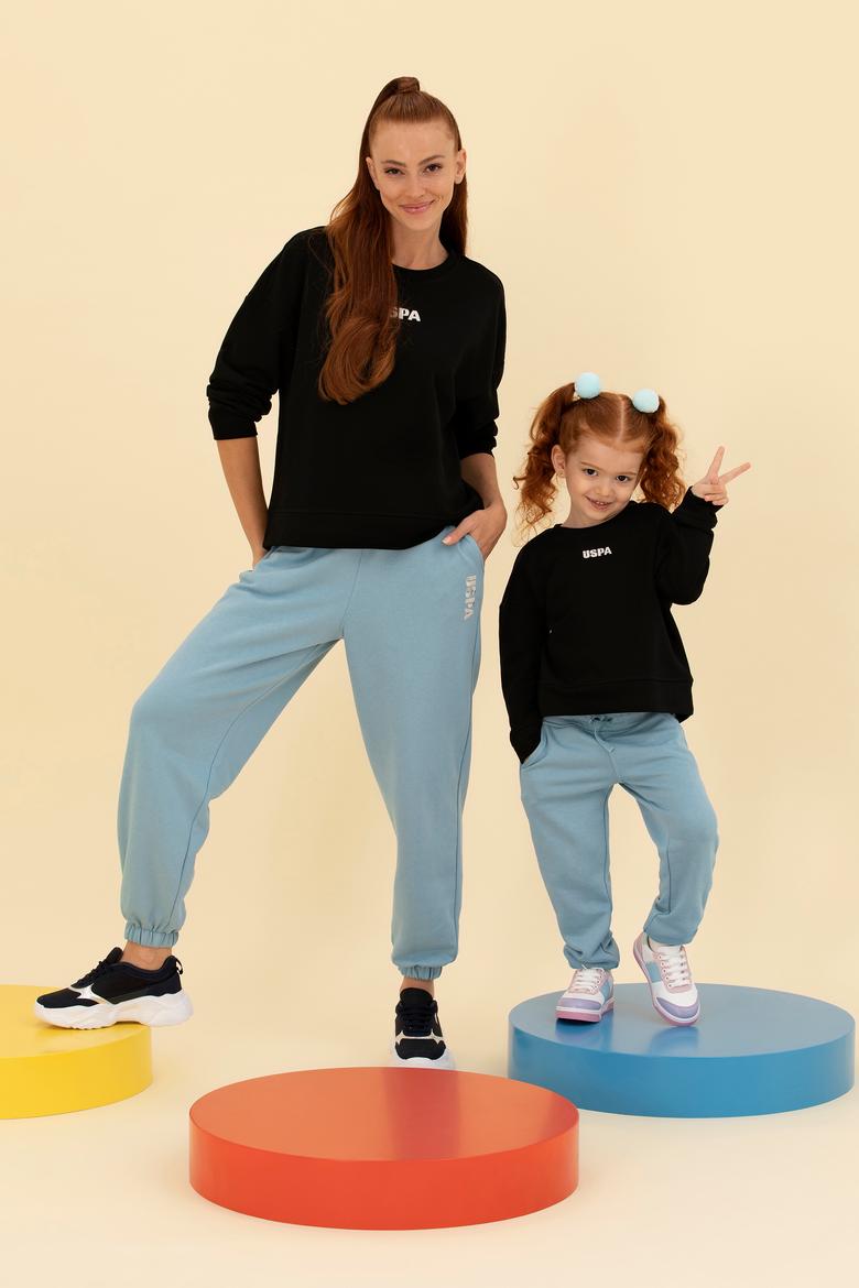 Çocuk Siyah Basic Bisiklet Yaka Sweatshirt