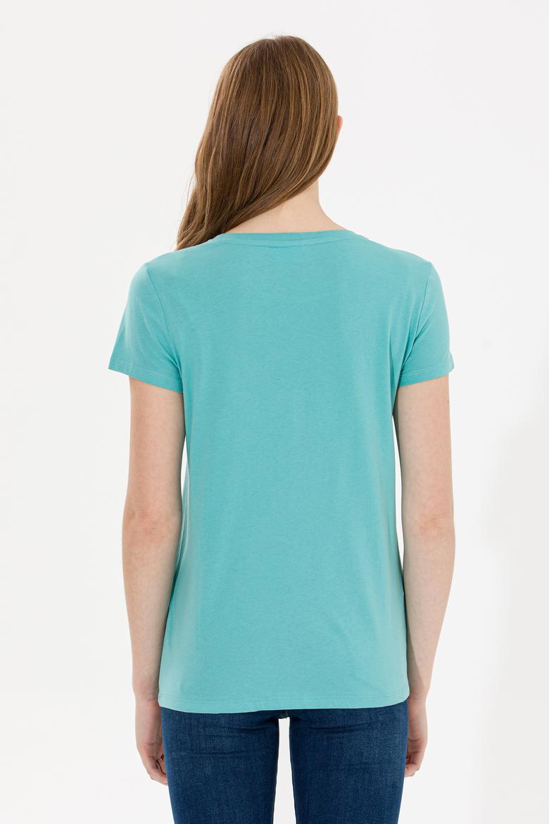 Kadın Mint Bisiklet Yaka Tişört - 50269557031