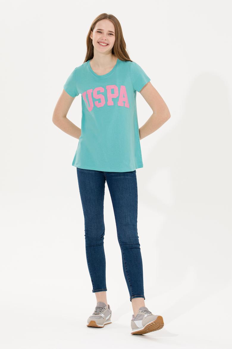 Kadın Mint Bisiklet Yaka Tişört - 50269557031