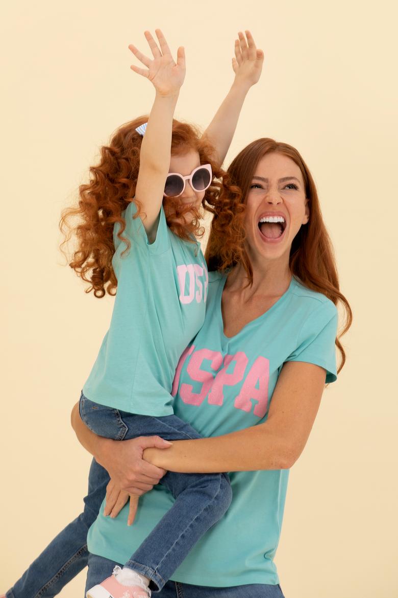 Kadın Mint Bisiklet Yaka Tişört - 50269557031