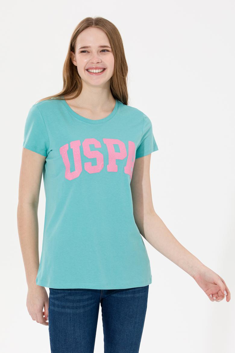 Kadın Mint Bisiklet Yaka Tişört - 50269557031