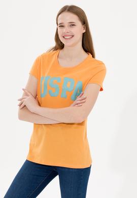 Kadın Turuncu Bisiklet Yaka Tişört - 50269557047