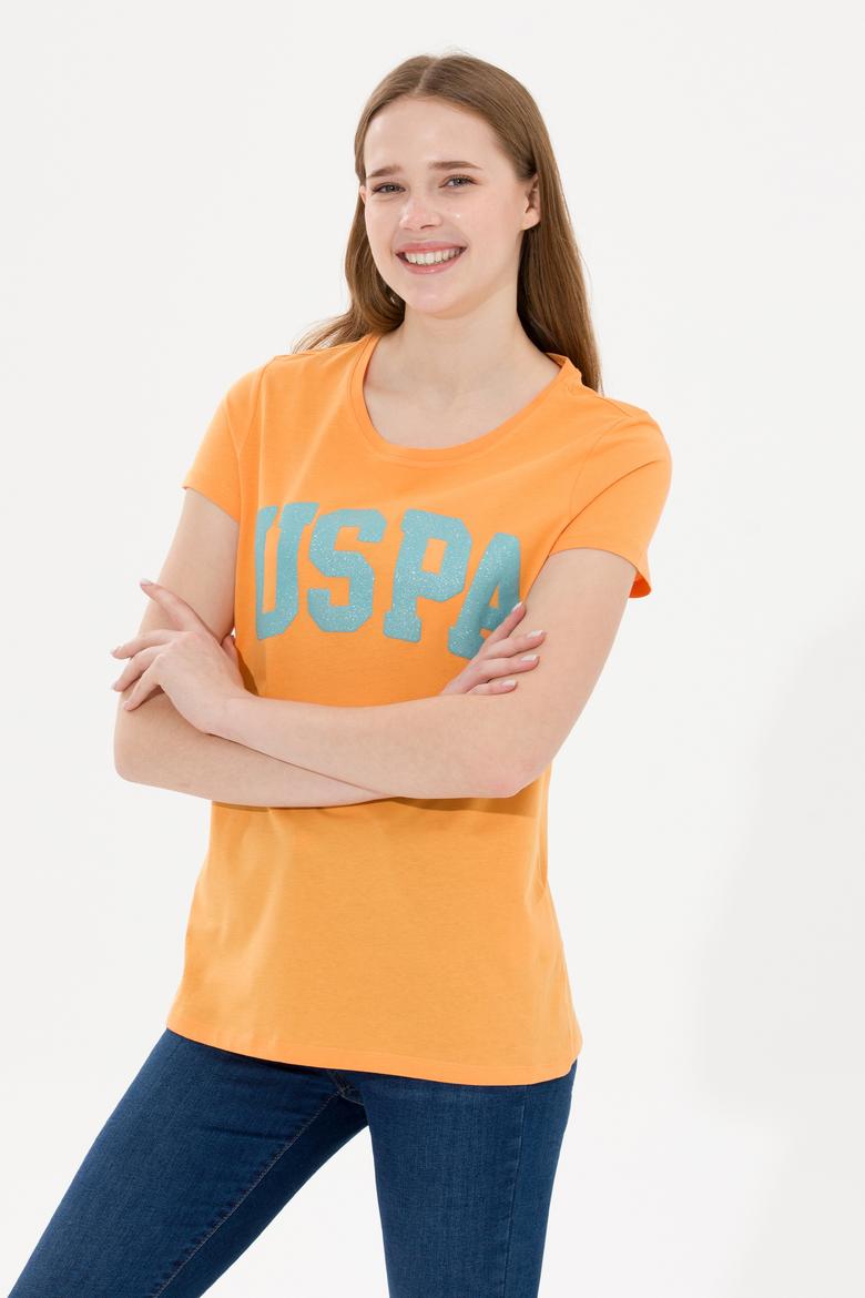 Kadın Turuncu Bisiklet Yaka Tişört - 50269557047