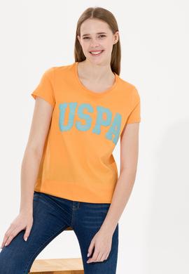 Kadın Turuncu Bisiklet Yaka Tişört - 50269557047