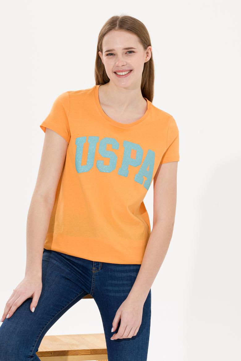 Kadın Turuncu Bisiklet Yaka Tişört - 50269557047