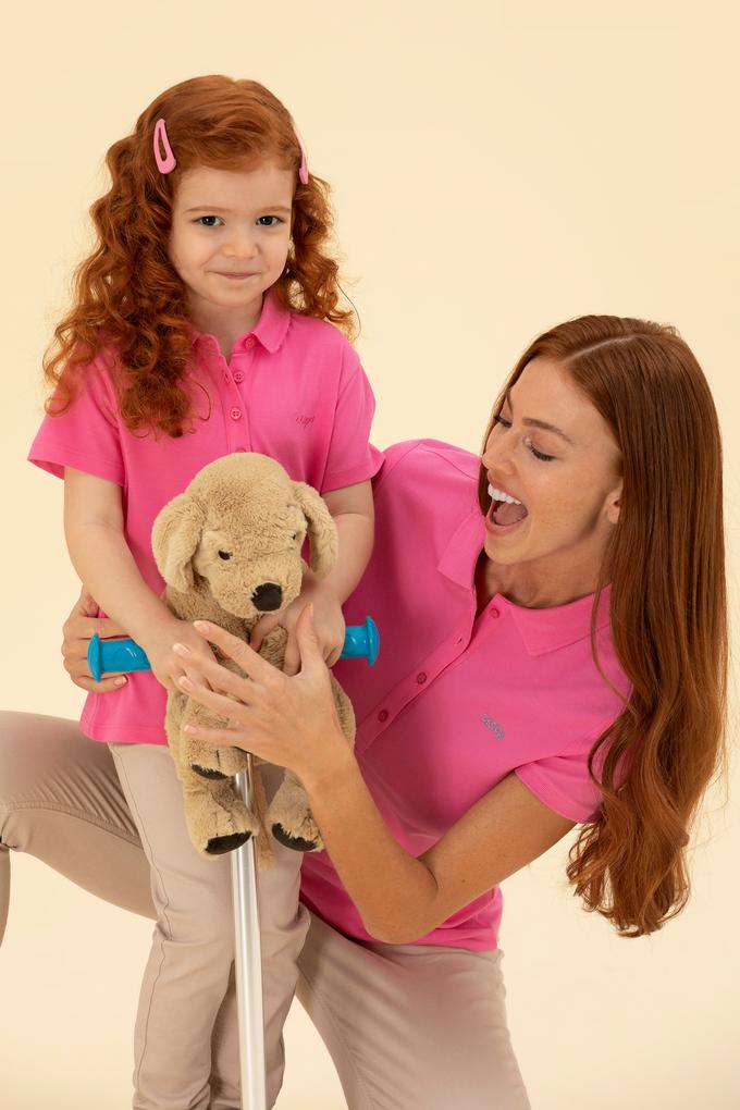 Kadın Pembe Basic Polo Yaka Tişört