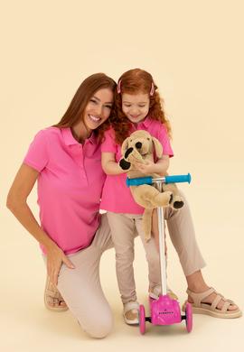 Kadın Pembe Basic Polo Yaka Tişört - 50266348017