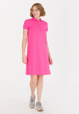 Kadın Pembe Polo Yaka Örme Elbise - 50269546044