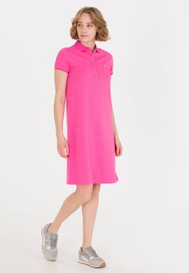 Kadın Pembe Polo Yaka Örme Elbise - 50269546044