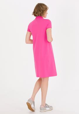 Kadın Pembe Polo Yaka Örme Elbise - 50269546044