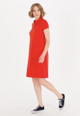 Kadın Kırmızı Polo Yaka Örme Elbise - 50269546072