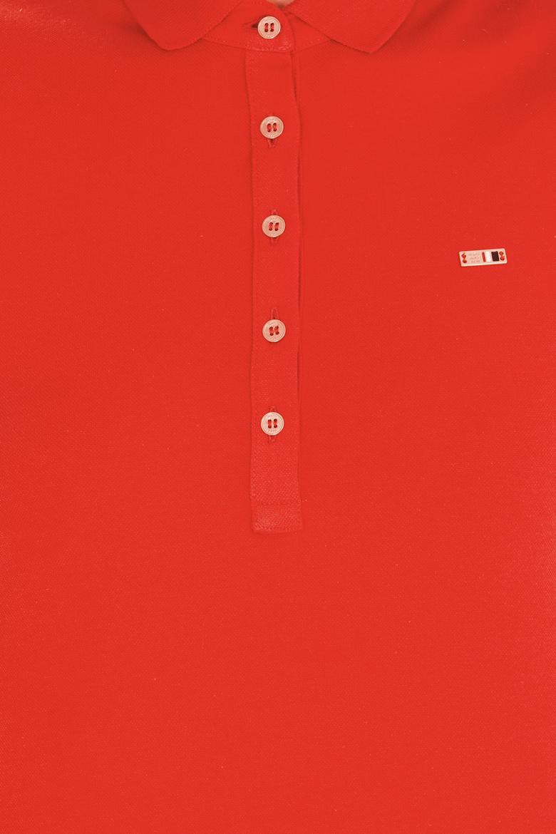 Kadın Kırmızı Polo Yaka Örme Elbise - 50269546072