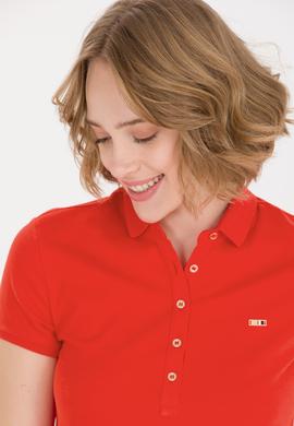 Kadın Kırmızı Polo Yaka Örme Elbise - 50269546072