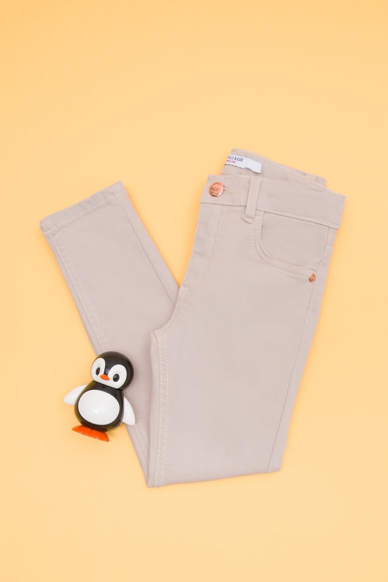 Kız Çocuk Bej Kanvas Pantolon - 50266387040