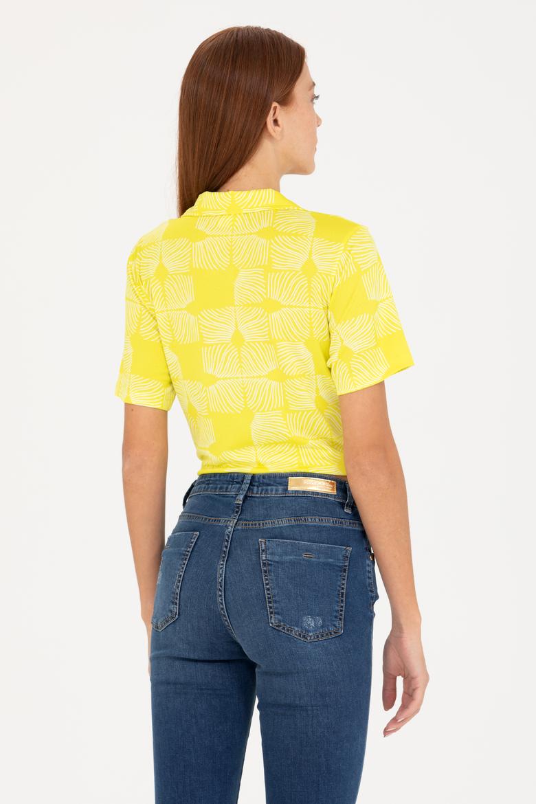 Kadın Neon Sarı Örme Gömlek - 50267598015