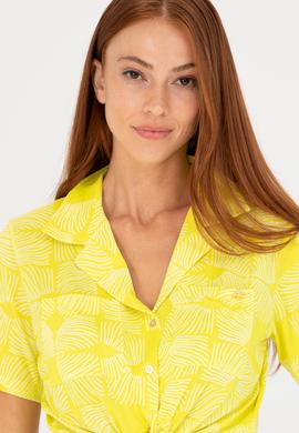 Kadın Neon Sarı Örme Gömlek - 50267598015