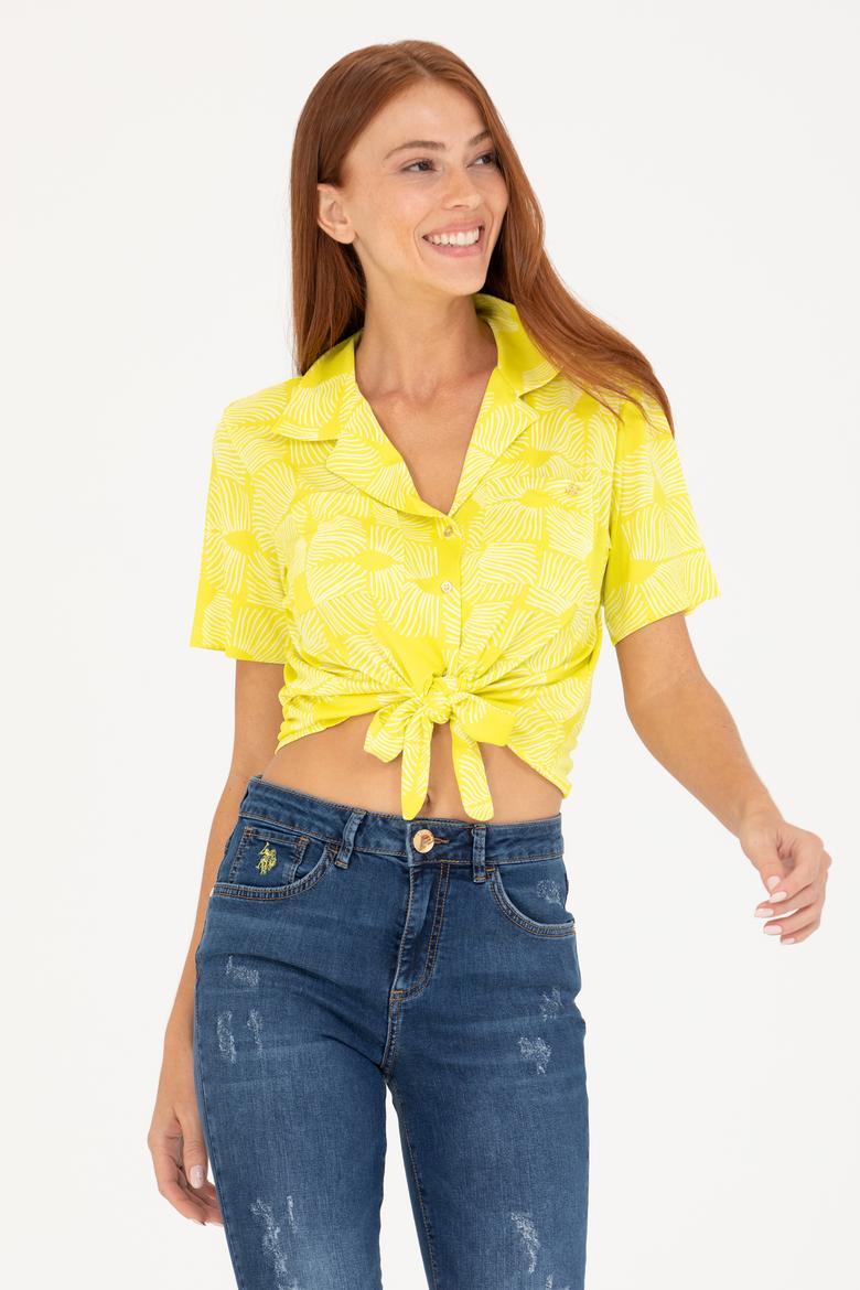 Kadın Neon Sarı Örme Gömlek - 50267598015