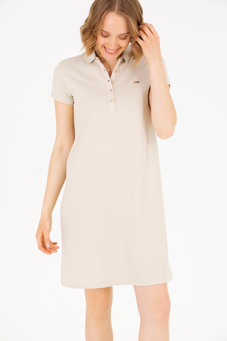 Kadın Taş Polo Yaka Örme Elbise - 50269546062