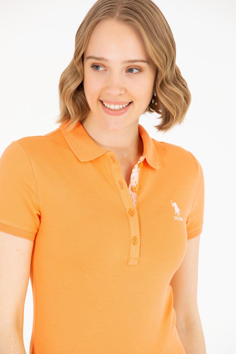 Kadın Turuncu Basic Polo Yaka Tişört - 50262698040