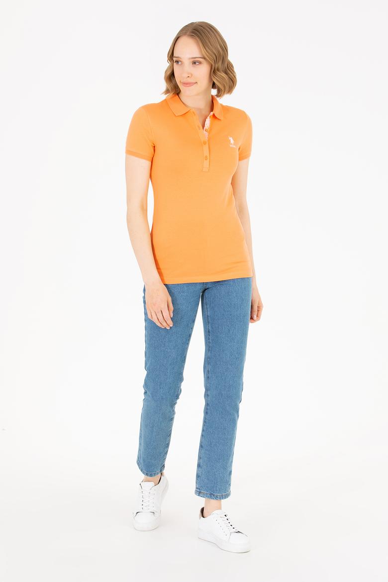 Kadın Turuncu Basic Polo Yaka Tişört - 50262698040