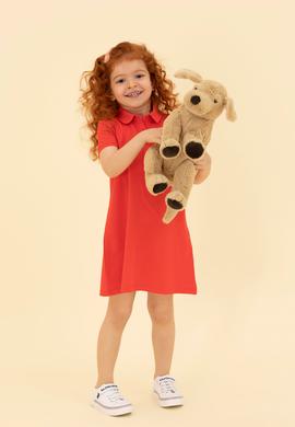 Kız Çocuk Kırmızı Polo Yaka Örme Elbise - 50271860029