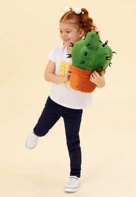 Kız Çocuk Beyaz Bisiklet Yaka Tişört - 50266690001