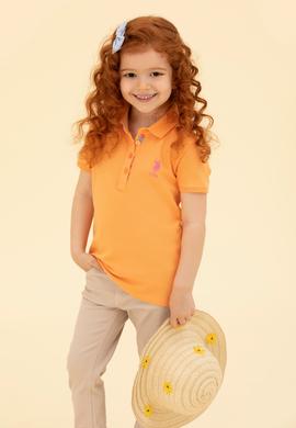Kız Çocuk Turuncu Basic Polo Yaka Tişört - 50265668108