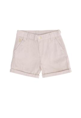 Kız Çocuk Bej Dokuma Şort - 50268087021