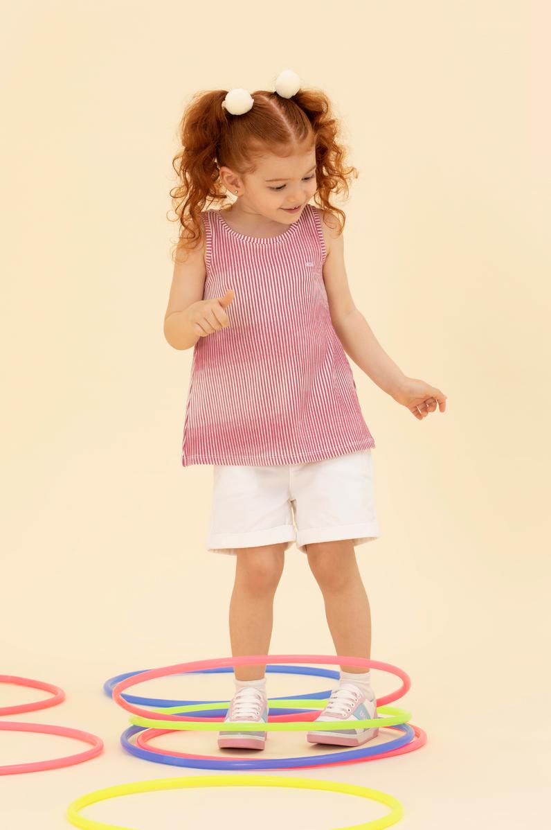 Kız Çocuk Pembe Bisiklet Yaka Tişört